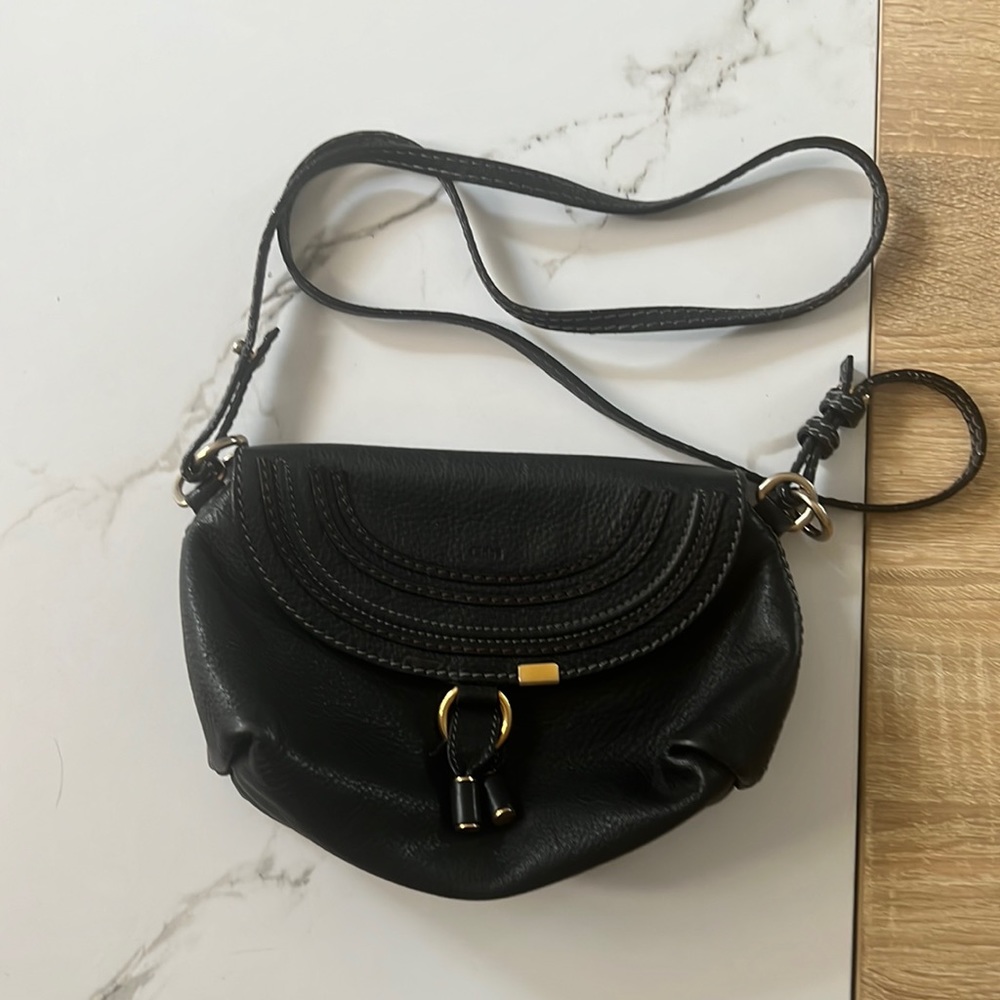 Authentic mini black marcie Chloe crossbody bag, 9”x6.5”